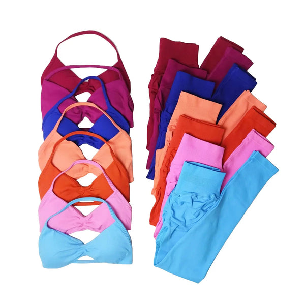 Komplet "Cross-Back Essential" (Stanik z paskami + Legginsy)